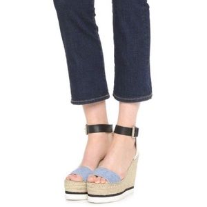 PRICE FIRM🚨 See by Chloe Glyn Chambray Espadrille Platform Wedge Sandals 41